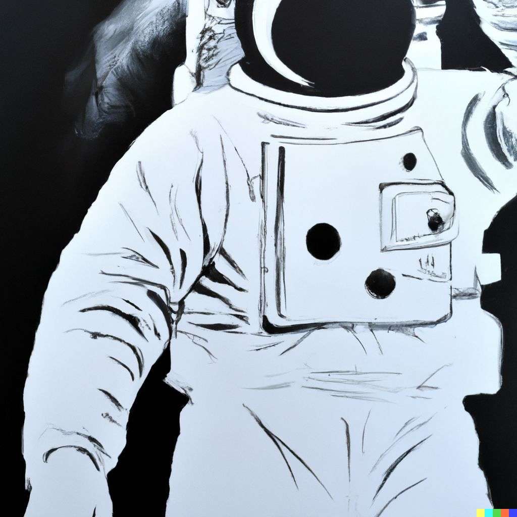 an astronaut, airbrush painting, stencil art